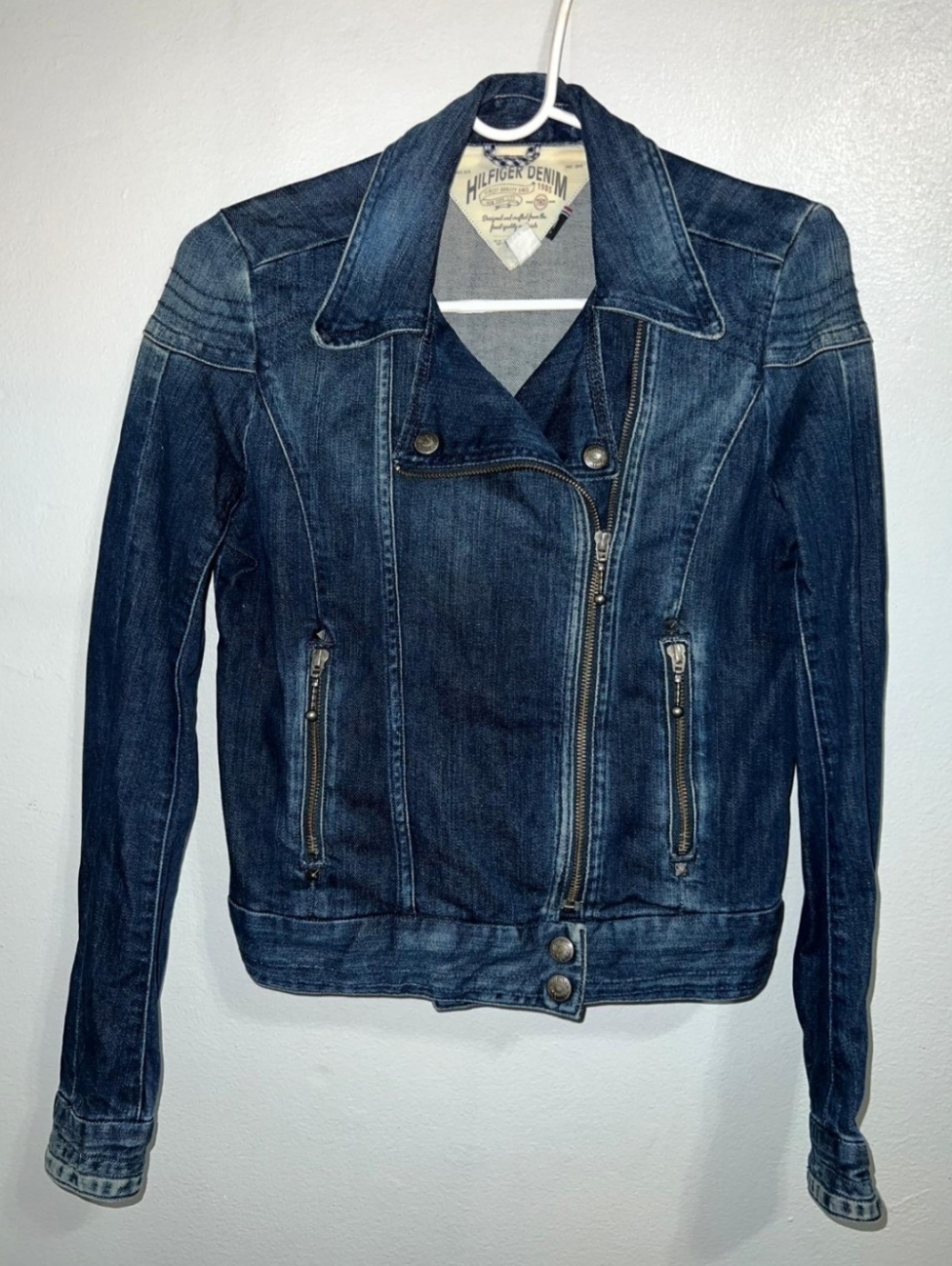 Tommy Hilfiger Dark Blue Denim Moto-Style Jacket